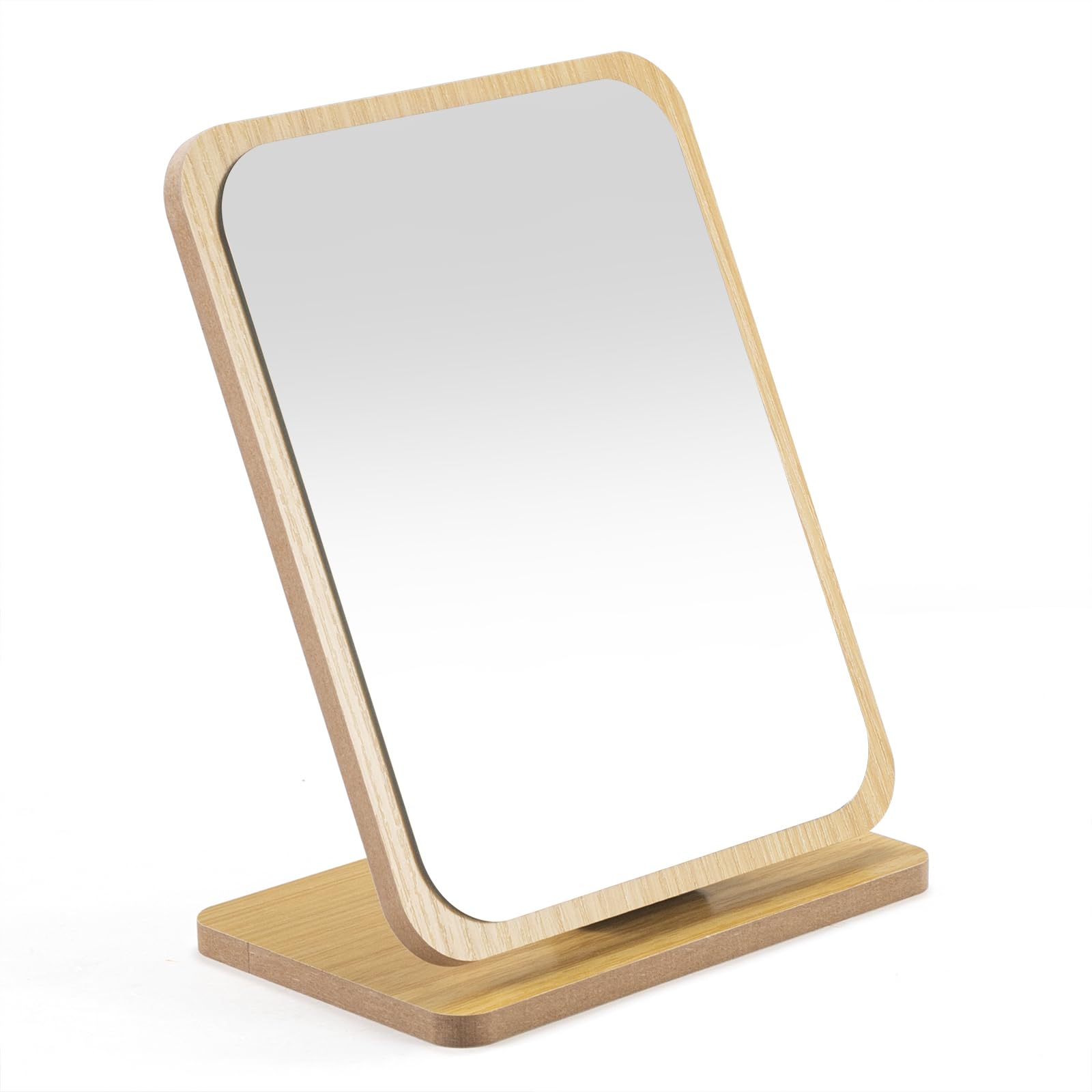 Vanity Mirror Wood Standing Makeup Foldable Portable Dressing Table True Free Standing for Styling Hair Beauty or Makeup (21X16 cm)