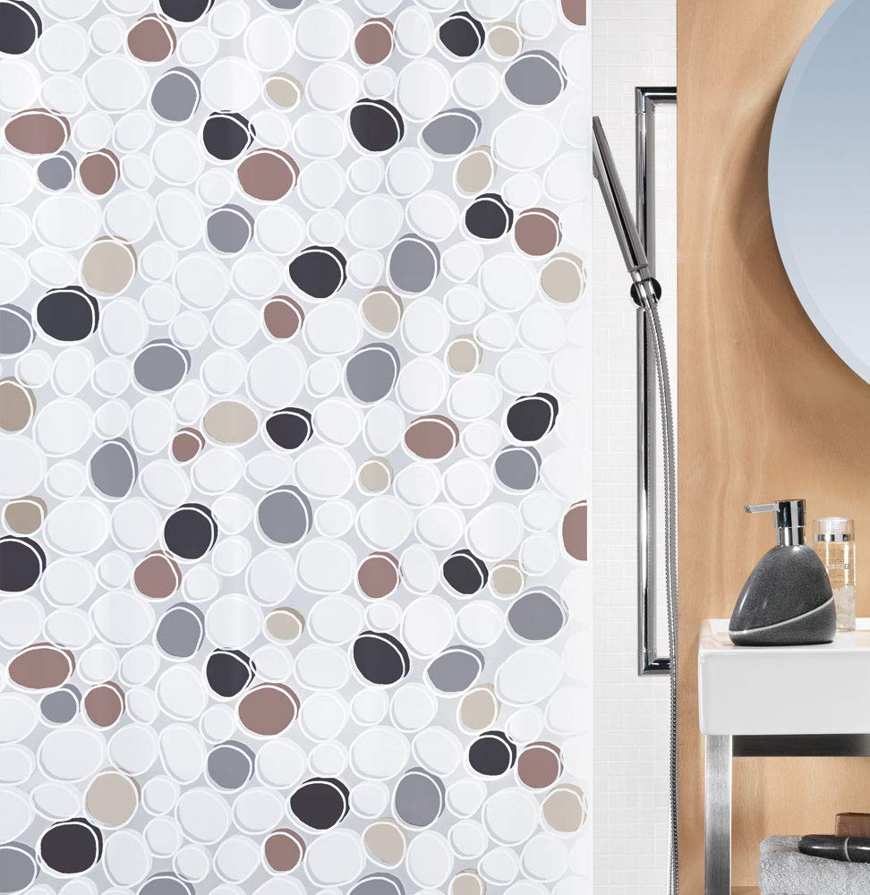Spirella Dido - Cortina de Ducha de plástico, 180 x 200 cm, Negro/Gris/marrón/Blanco