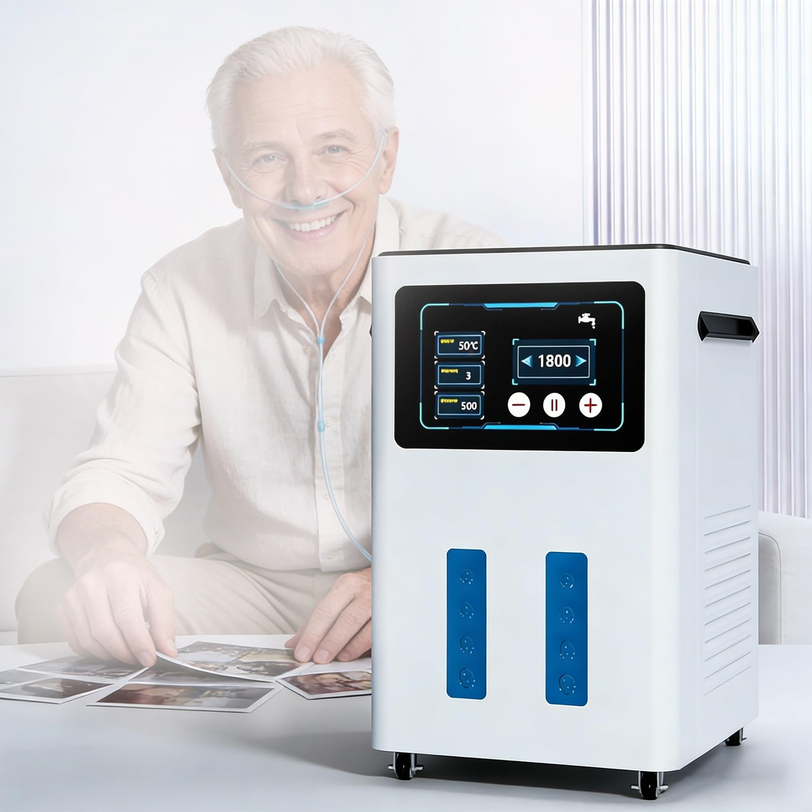 Urządzenie Do Inhalacji Wodorem O Wydajności 900-1800 Ml/Min, Inhalator Wodorowy, Technologia Elektrolizy SPE/PEM, Wydajność 99,99% Do Codziennego Użytku(1200ML)