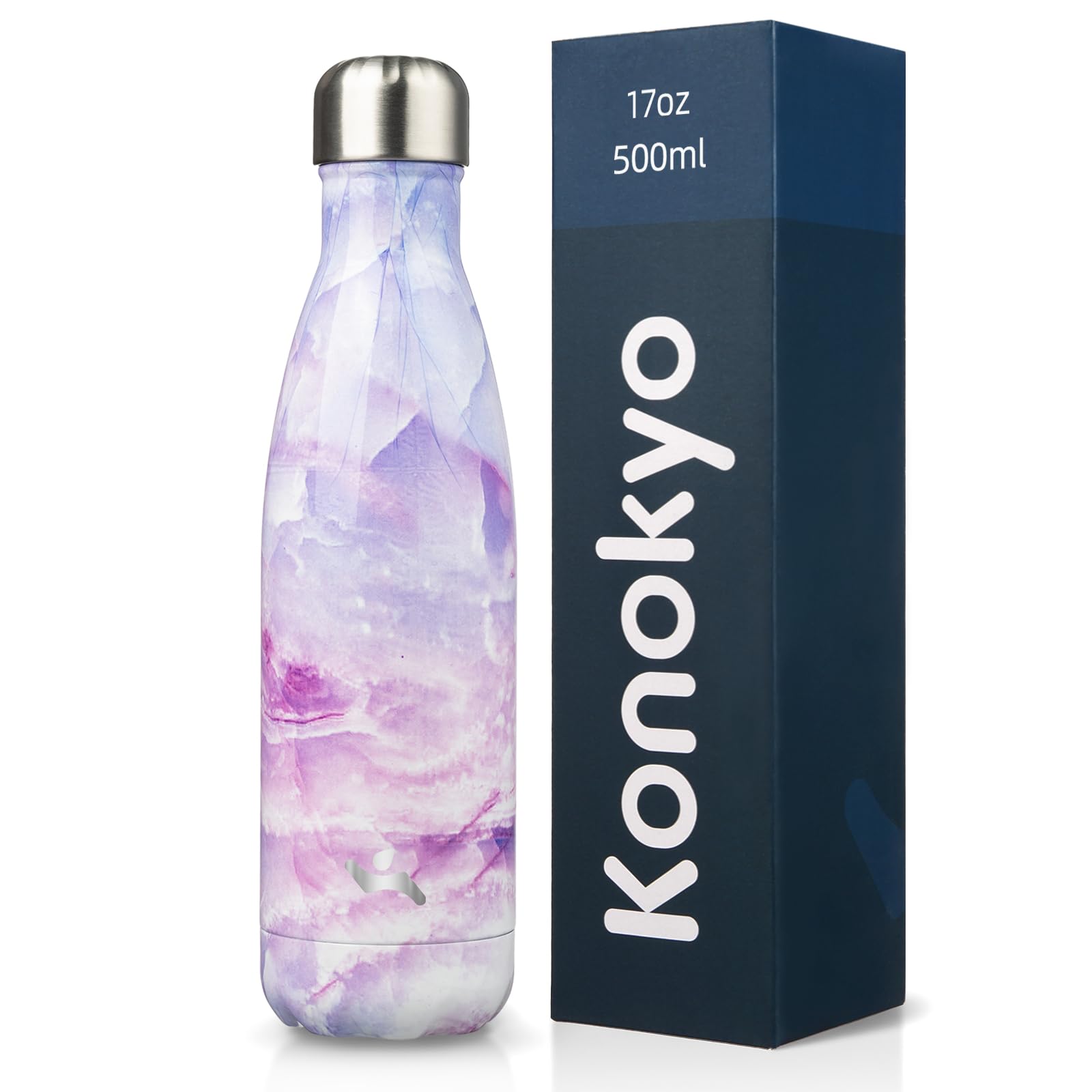 Konokyo 17 oz Insulated Stainless Steel Water Bottle, Marble Dawn
