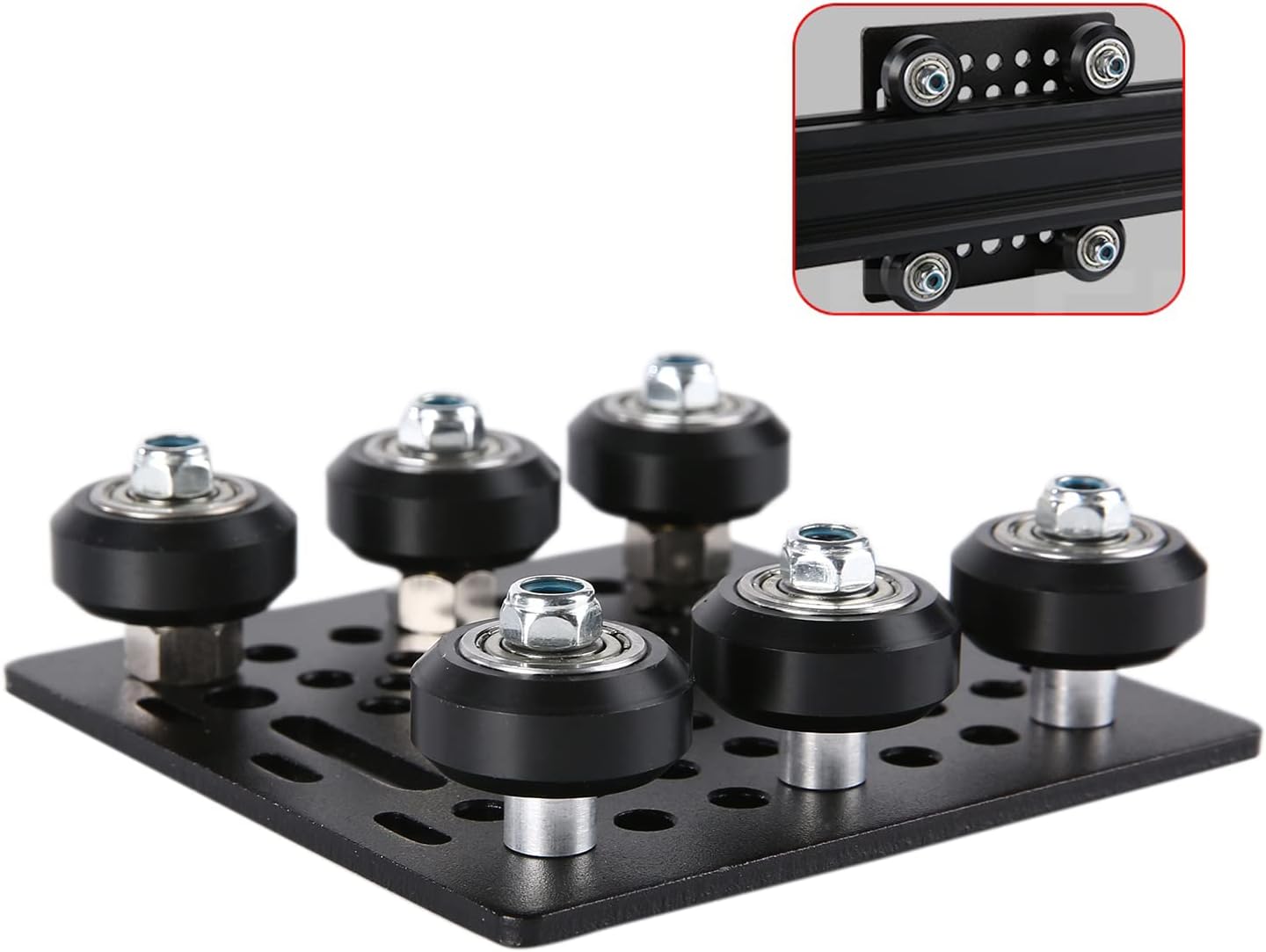 1-Pack Assembled 2040 V Gantry Plate Kit with 6pcs V Solid POM Wheels Only Compatible with 2040 4040 Series V Slot Aluminum Extrusion Profiles Linear Rail 3D Printer CNC Machine