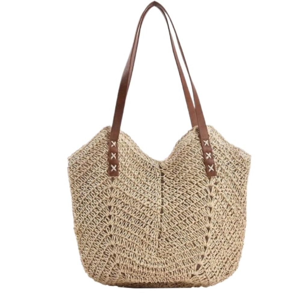 Monedero de verano Bolsos De Paja De Verano, Bolso De Hombro Para Mujer, Bolso De Playa Tejido Informal De Verano Bolsa de vacaciones en la playa