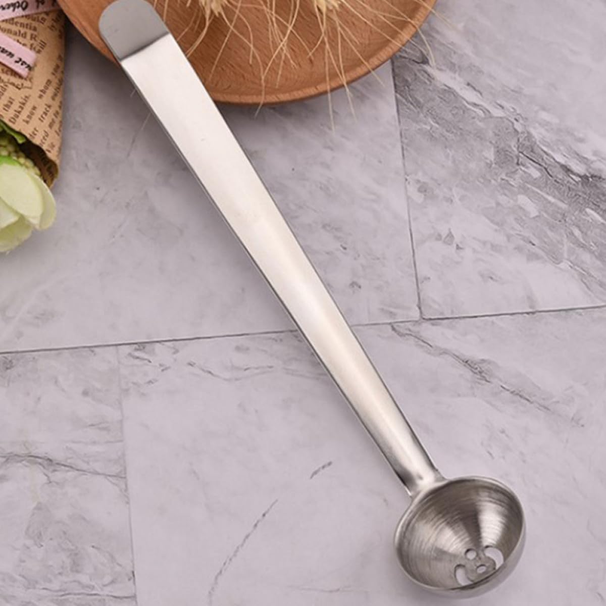 Olive Spoon Strainer with Drain Hole Stainless Steel 2pcs, Long Handle