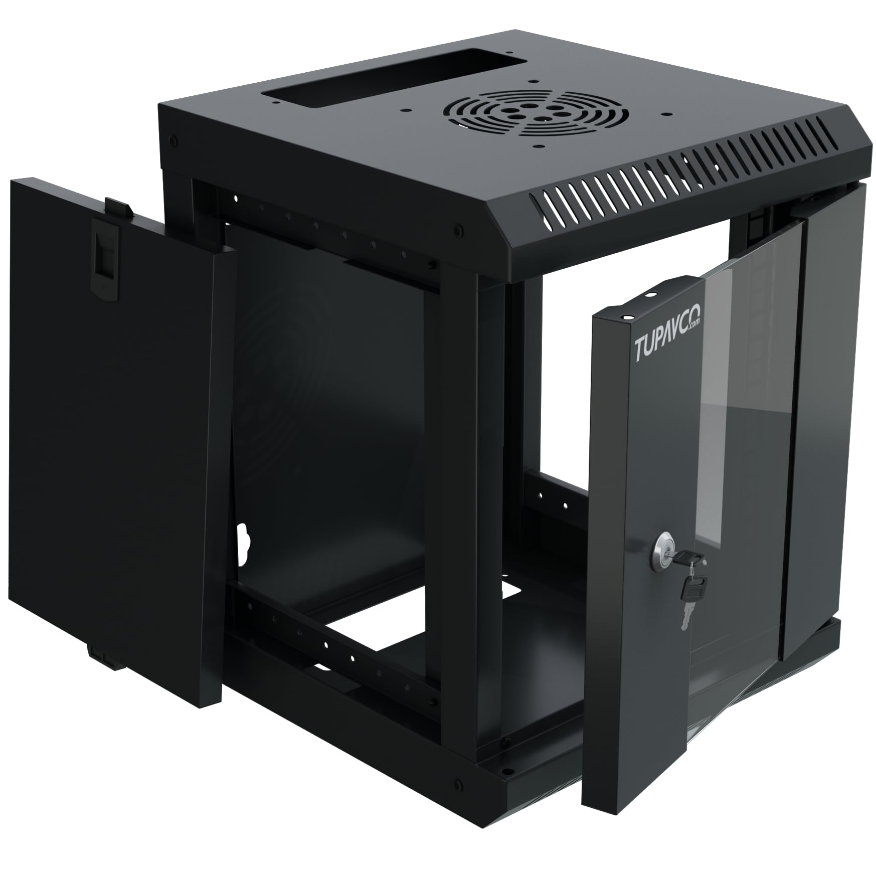 Photo 1 of 10 inch Mini Network Rack Cabinet - 6U Vented w/Glass Door - 9 in Depth - Server Rack Housing - Tupavco TP436