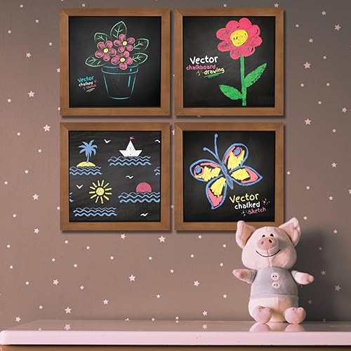 Miniatura 5 de Pizarra de superficie magnética, 11.8 x 15.7 pulgadas, marco de madera marrón vintage, pizarra negra de pared para usar en casa, oficina y