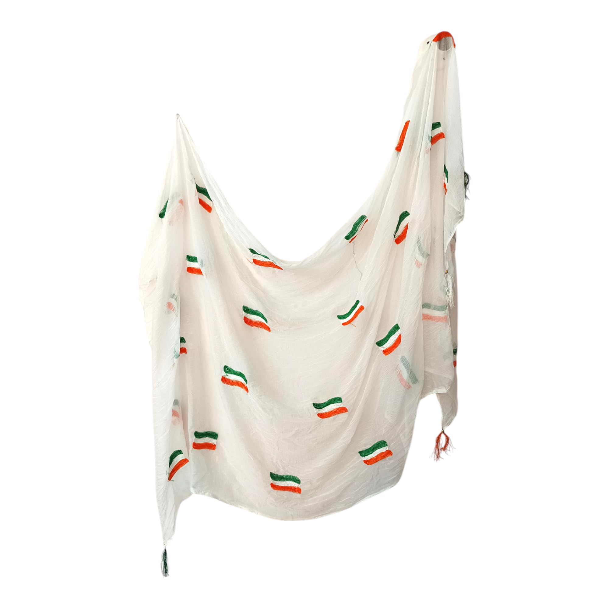 Chiffon Tricolour/Tiranga Dupatta For Independence Day Or Republic Day For Women 2M Size Dupatta/Chunni Pack Of 1Pcs, White-image-34
