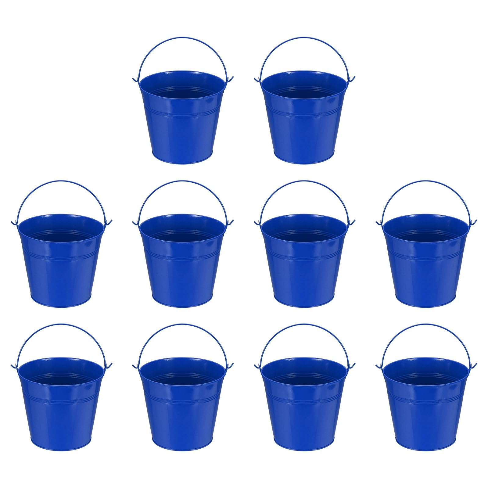 YELARXI Small Metal Buckets, Mini Buckets with Handle Galvanized Colored Tin Pail Containers Basket Party Supplies - Fit for (Halloween - Classroom Crafts) 7" & 10Pcs & Dark Blue