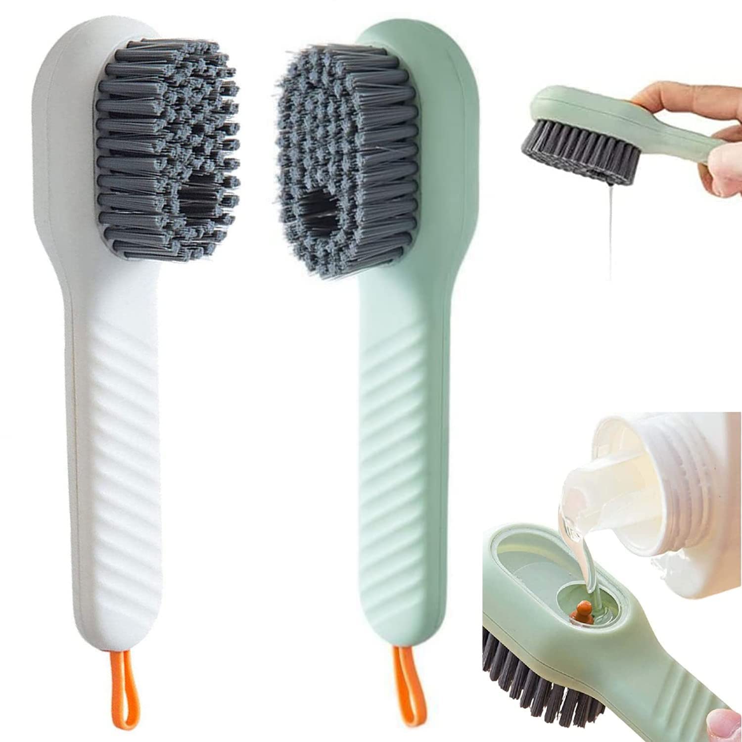 Generic2 Pcs Cleaning Brush For Shoes, Press Type Automatic Liquid Adding Brush - Press Type Cleaning Brush, Multifunctional Liquid Shoe Brush For Shoe Clothes Generic (2 Pcs)