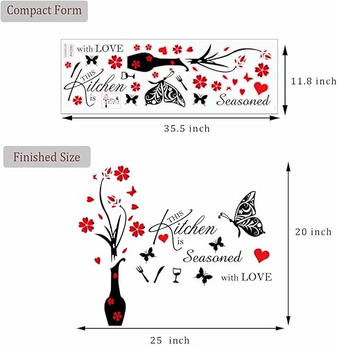 Miniatura 7 de Calcomanías de decoración de pared de cocina, citas de cocina, con texto en inglés «This Kitchen is Seasoned with Love» («This Kitchen is Seasoned