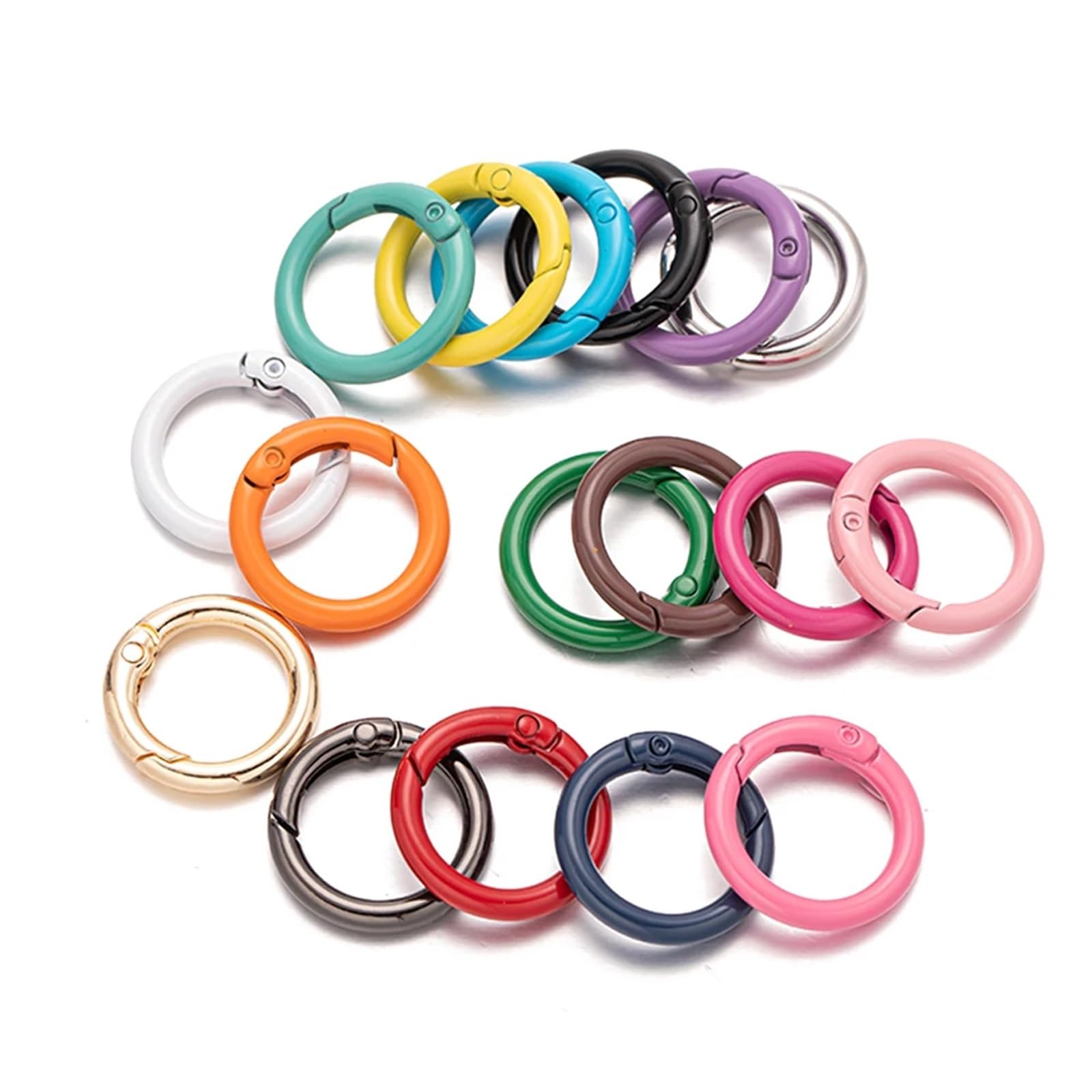 O-ring a molla in metallo 50 pezzi in Chiusure a Moschettone rotondo apribile Portachiavi Clip Gancio Fibbie Connettore(Rose Red)