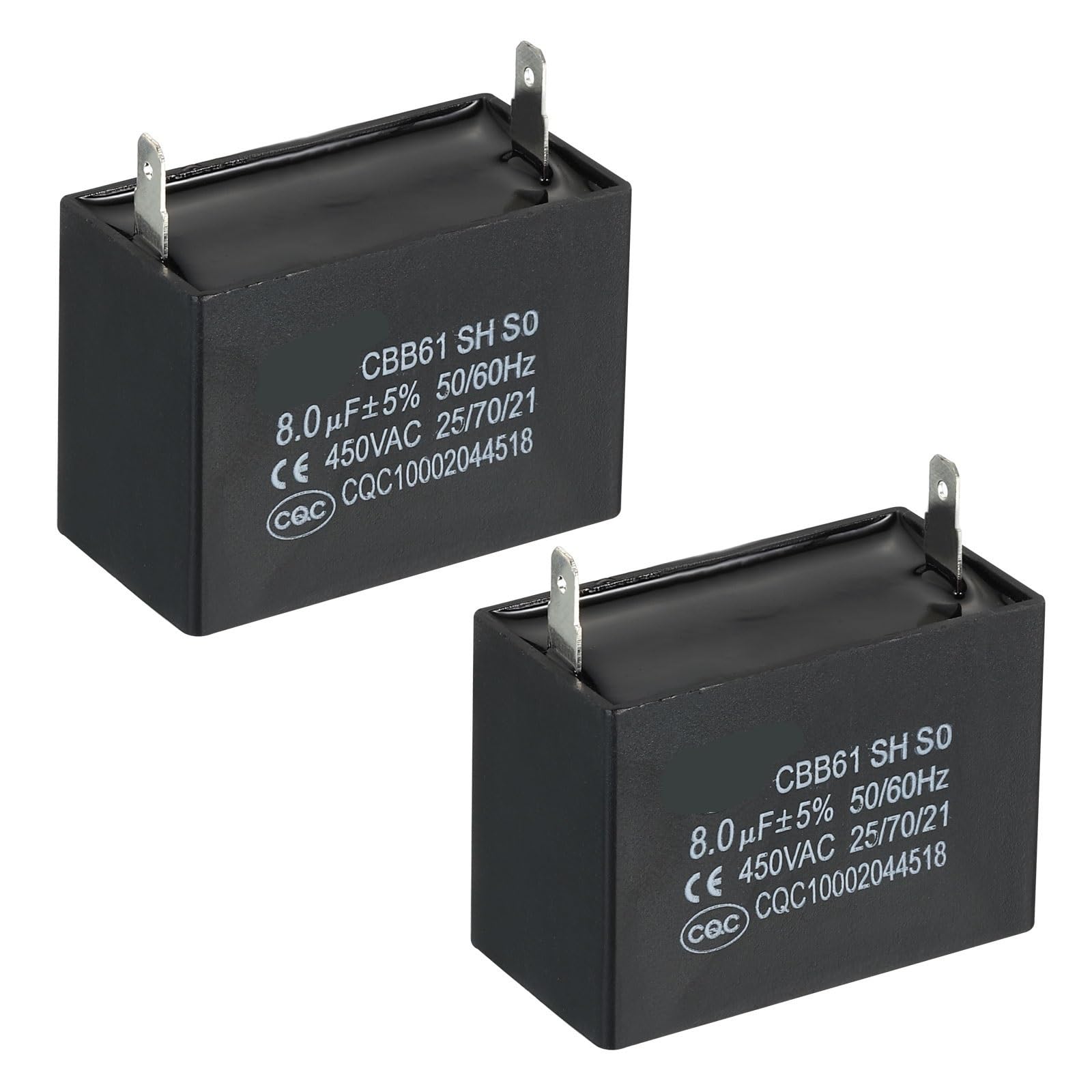 Condensador de ventilador de techo CBB61, 2/5/10 piezas, 1uF-12uF, 450V AC, Inserto único con 2 pines para motor de ventilador de aire acondicionado, condensadores Star Run(5Pcs 6uF)