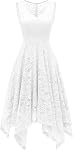 Meetjen Women's Cocktail Dresses 2026 Handkerchief Hem Lace Formal Wedding Guest Dress Bridesmaid Fancy Prom Party Dress