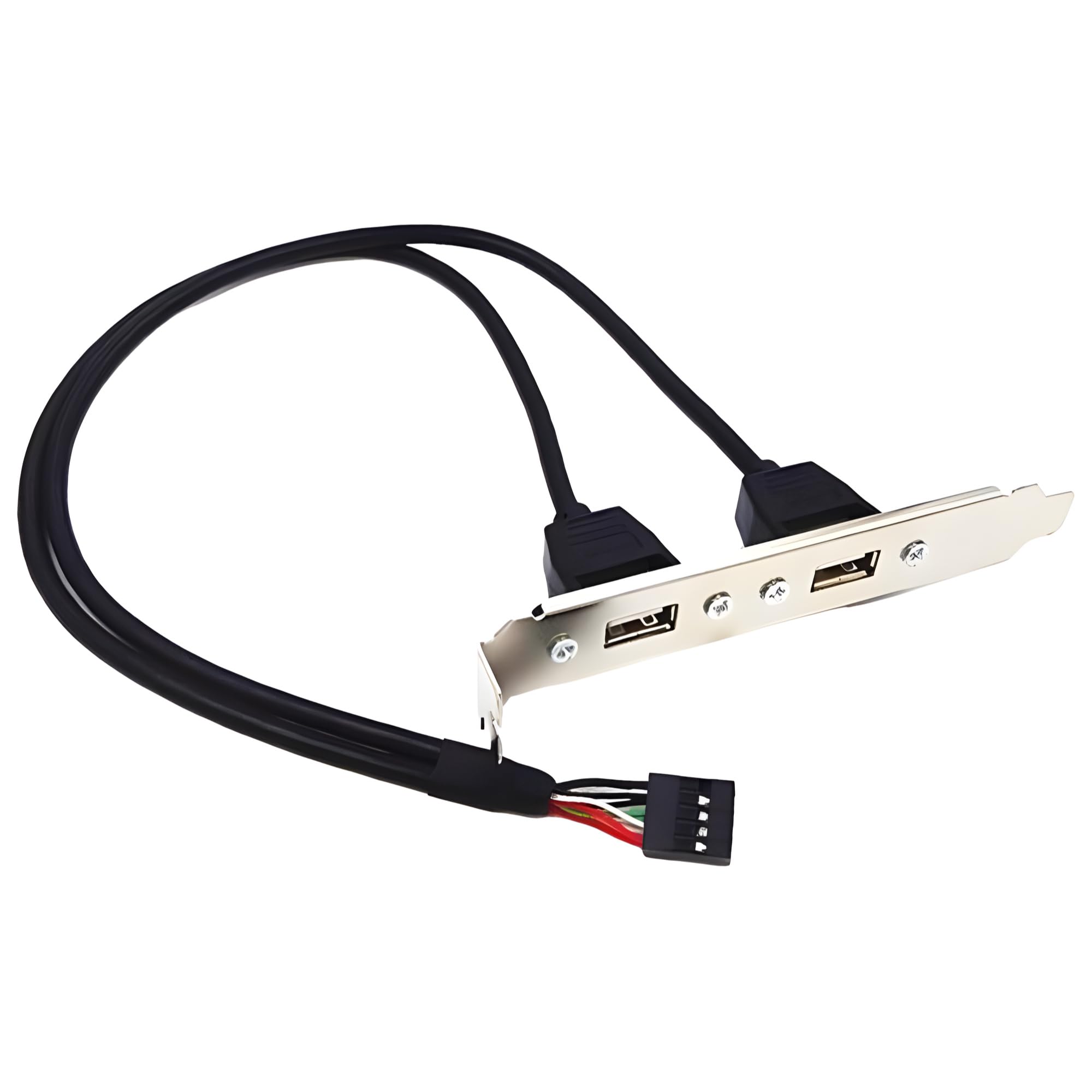 Protronix Motherboard Cable to 2-Port USB 2.0 Rear Panel Bracket Host Adapter, Black Cable