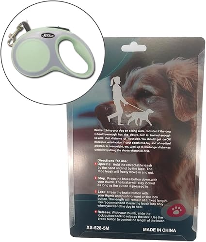 Miniatura 6 de Correa retráctil para perro (cuerda), ergonómica, duradera y sin enredos, correa para caminar para perros de hasta 26 libras, 16 pies (verde)