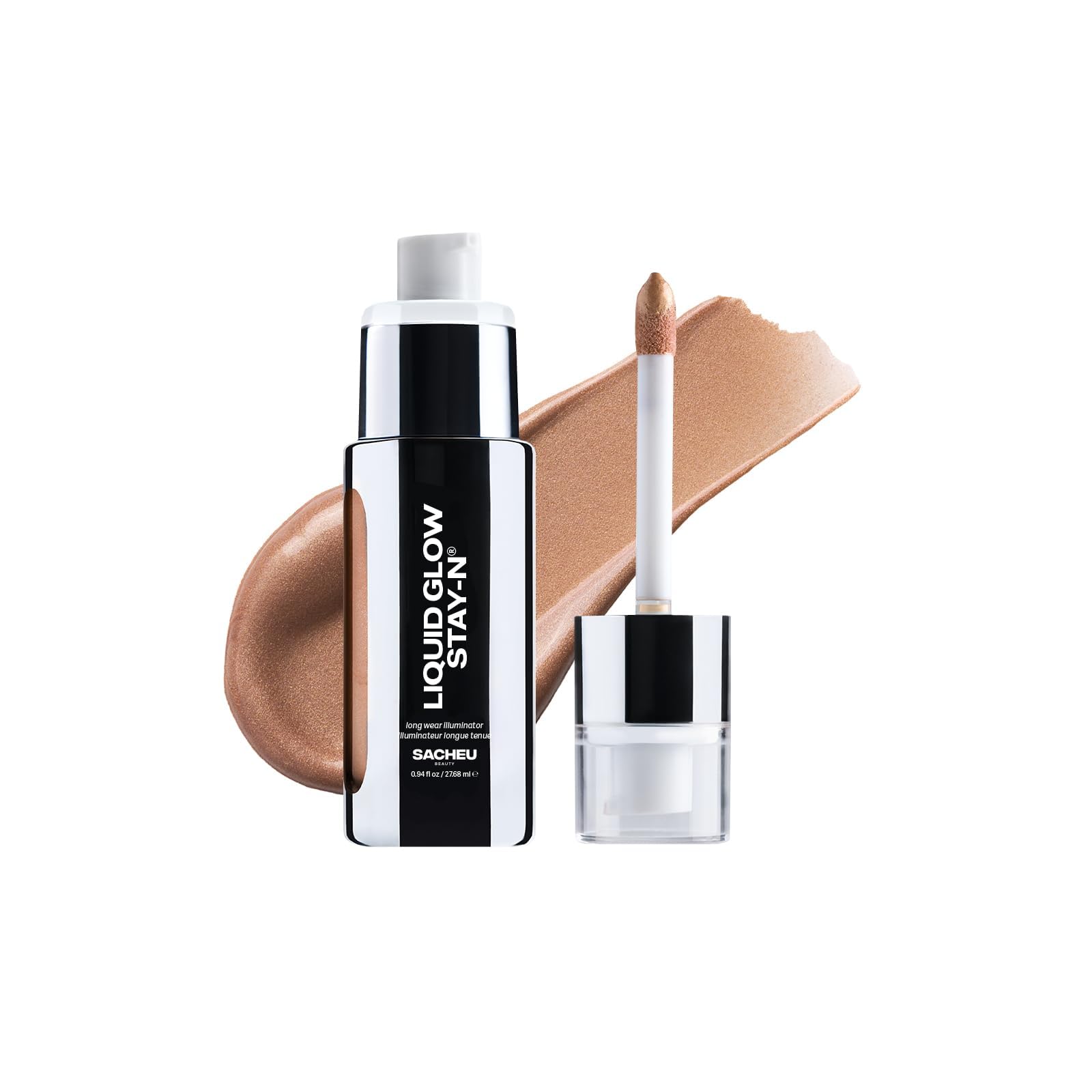 Sacheu Liquid Glow STAY-N Liquid Highlighter & Illuminator Makeup - 30ml Long Lasting Luminous Glow Lightweight Dewy Finish, Sun Beam