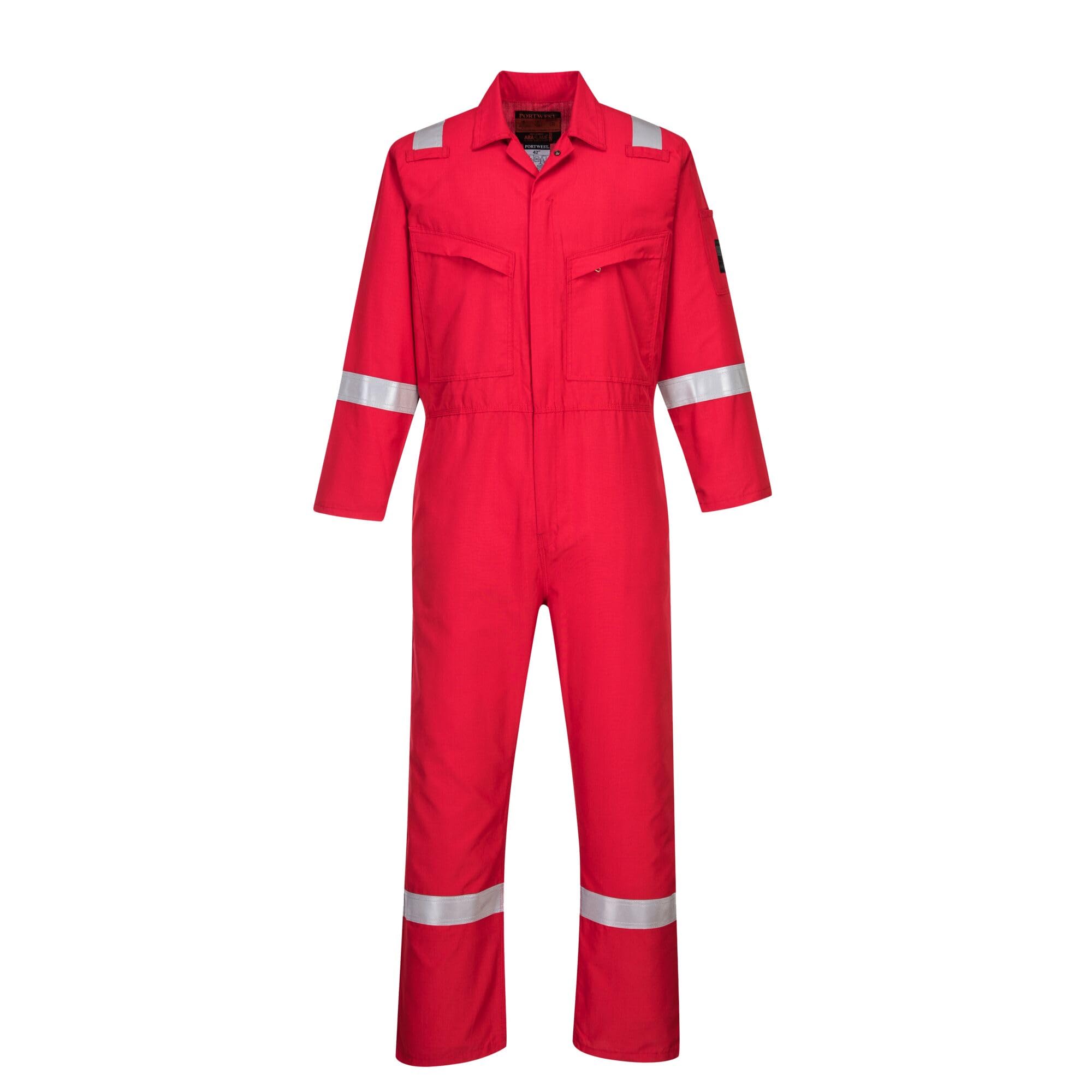 Portwest Araflame Silver Coverall, Size: 42, Colour: Red, AF73RER42