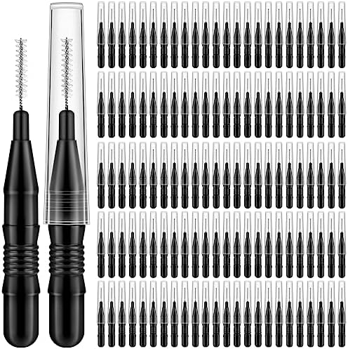 MAPVOLUT 120Pcs Micro Eyebrow Brush with Cap Brow Lamination Brush Spoolies for Brow Eyelash Brush Lash Filler & Lift And Tint Tools for Brows and Lashes Comb Extensions