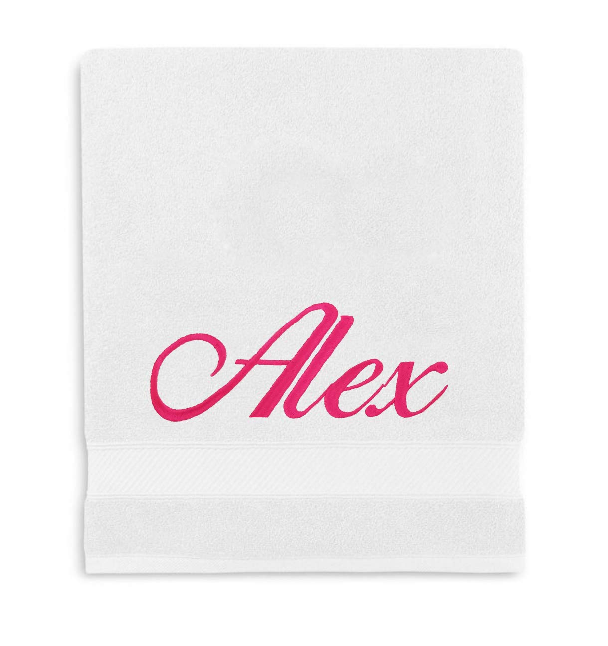 Liberty21 Luxury Bath Towel Embroidered with Custom Personalized Monogram or Name 100 Cotton White