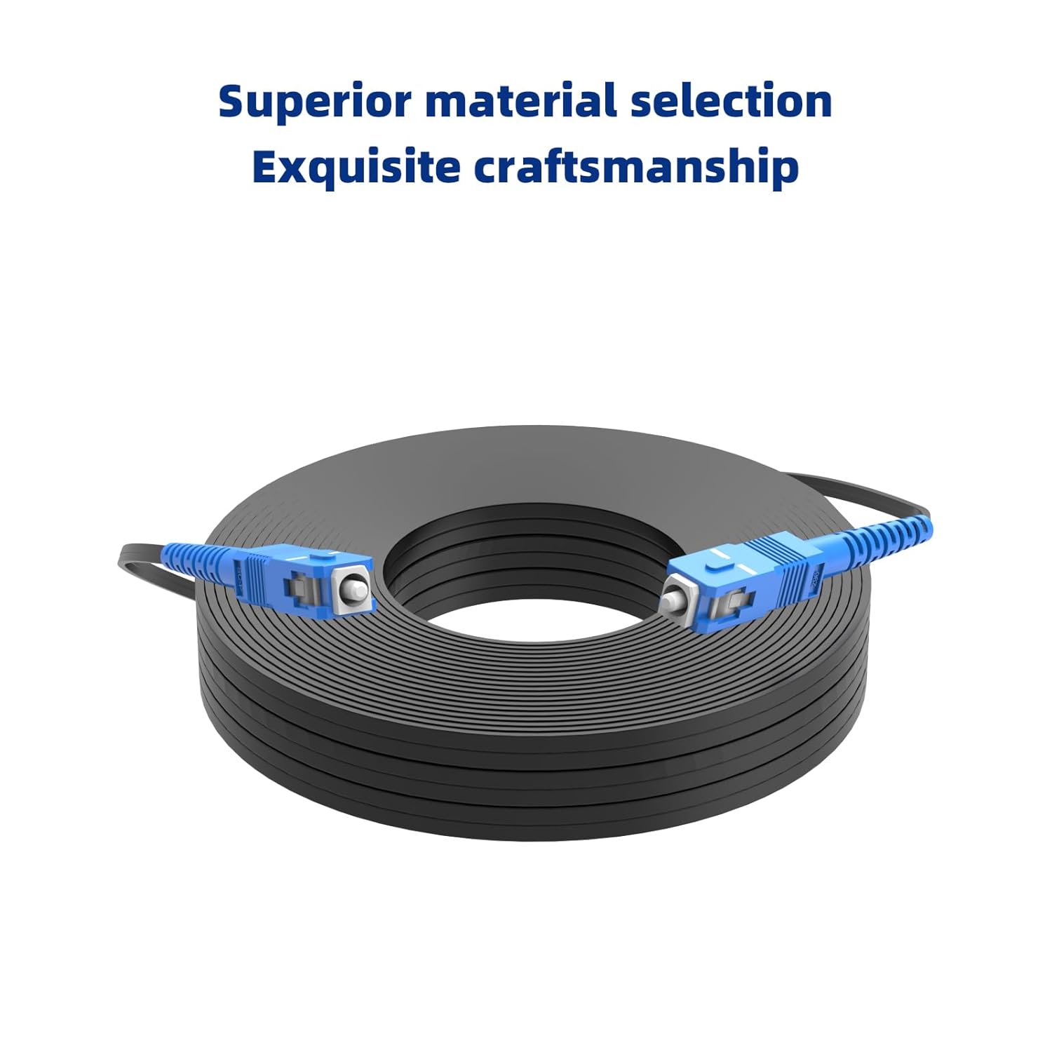 SC to SC Fiber Optic Cable,30m FTTH Armored Optical Cable,SC/UPC to SC/UPC LSZH Fiber Cable,96ft Simplex Single Mode Fiber Optic,Tri Steel Wire Reinforced Fiber Jumper, 9/125um Black