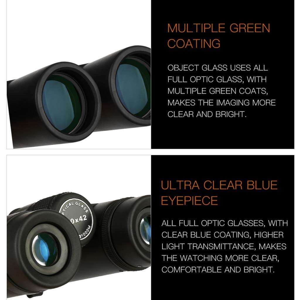 ゴールド】 🎯 双眼鏡 10x42 アウトドア用品、K4プリズム高透過率