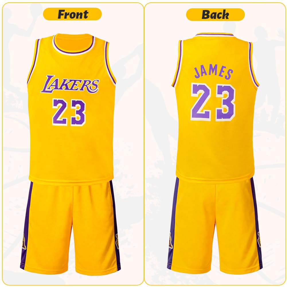 BSBUY Completo Basket Bambino, 2 Pezzi Senza Maniche Maglia Basket Bambino, Magliette e Pantaloncini da Basket, Completo Pallacanestro Ragazzo - 5