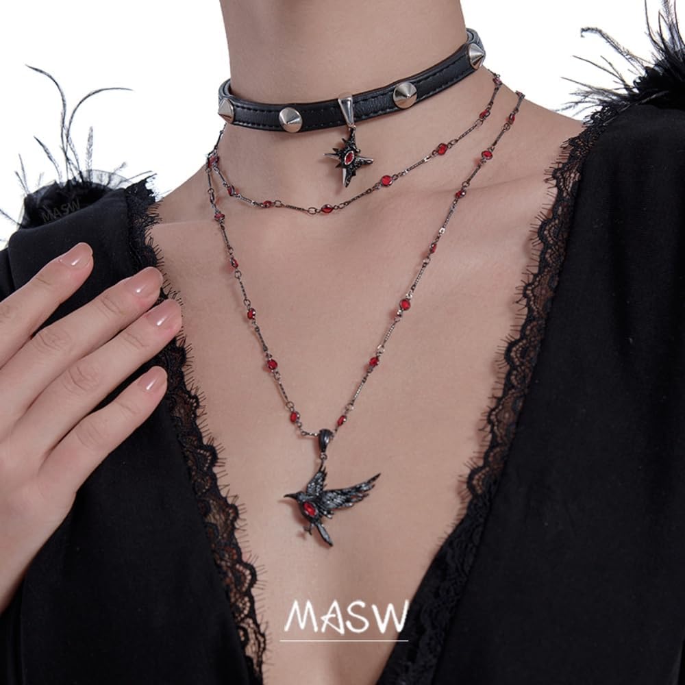Glamorous Black Crow pendant necklace with Gothic vibe long necklace ladies fashion accessory M3357 - Image 2