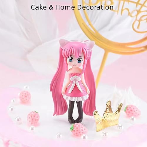 Miniatura 6 de Mini figuras de hadas de ángel, accesorios de belleza de pelo largo de dibujos animados en miniatura para decoración de pasteles, decoración del