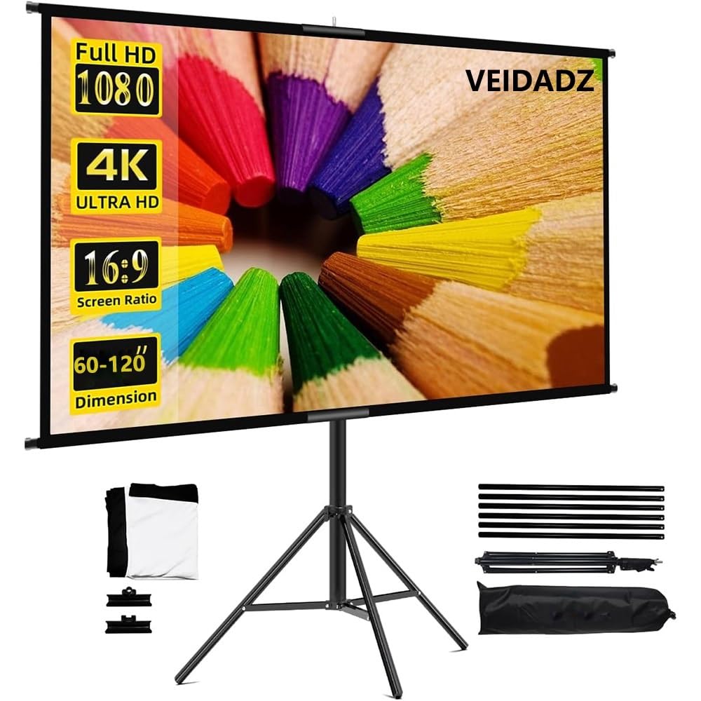schermo home theater Schermo per proiettore con supporto pieghevole senza pieghe borsa(120 inch)