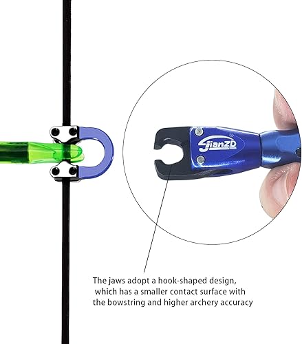 Miniatura 11 de Lanzador de ayuda de arco compuesto y cuerda de bucle D, ajustable puede girar 360° pulgar liberación arco ayuda aleación de aluminio, ayudas