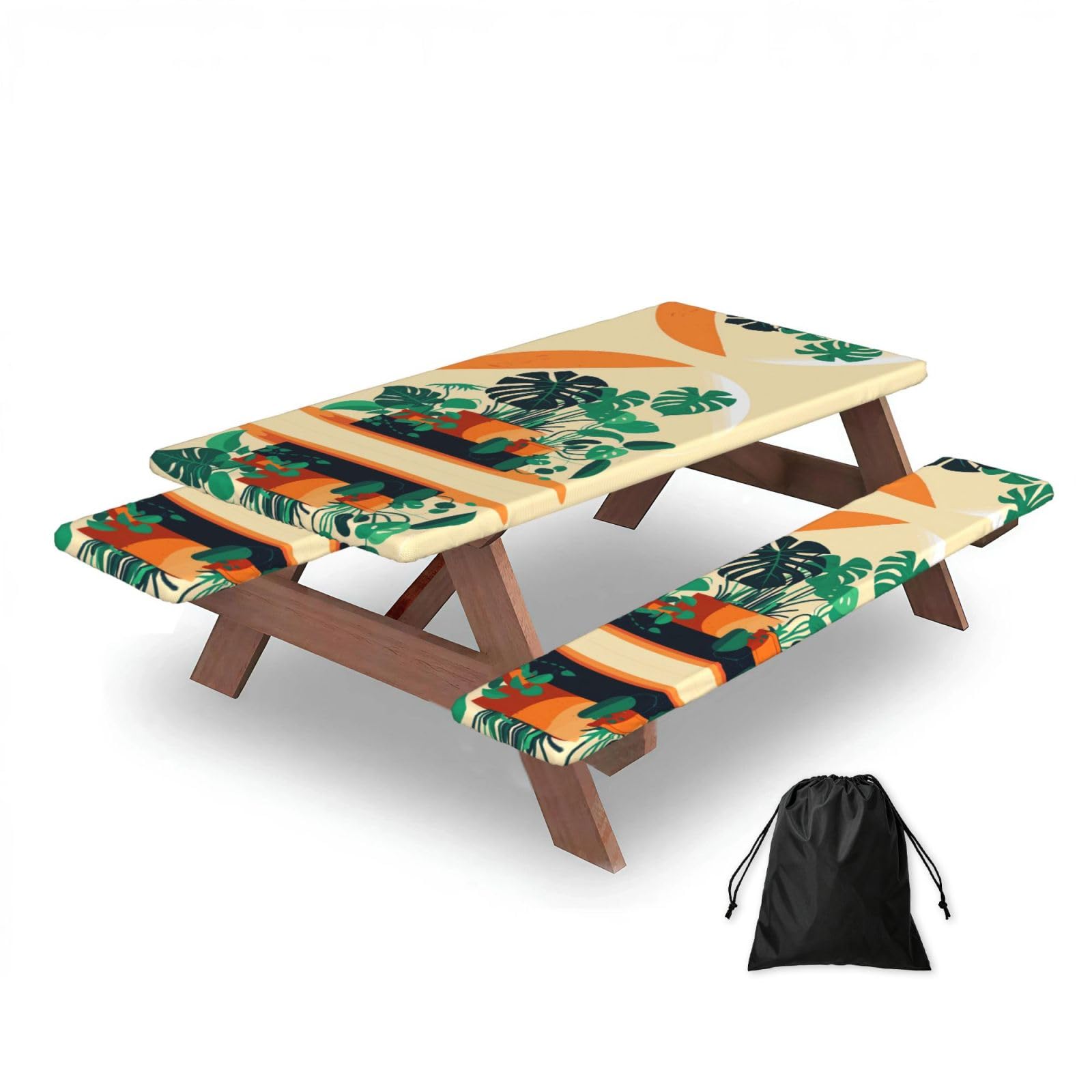 Zqytgfdc Black Cartoon Turtle Back Bamboo Rectangular Water-Repellent Picnic Tablecloths, Outdoor Camping, Picnic, Bbq