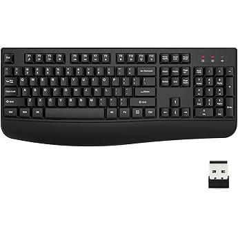X9 Multimedia USB Wireless Keyboard - Comfortable and Quiet Typing - Full-Size Ergonomic Computer Keyboard Wireless with Wrist Rest - Cordless Keyboard for Laptop Desktop PC and Chrome