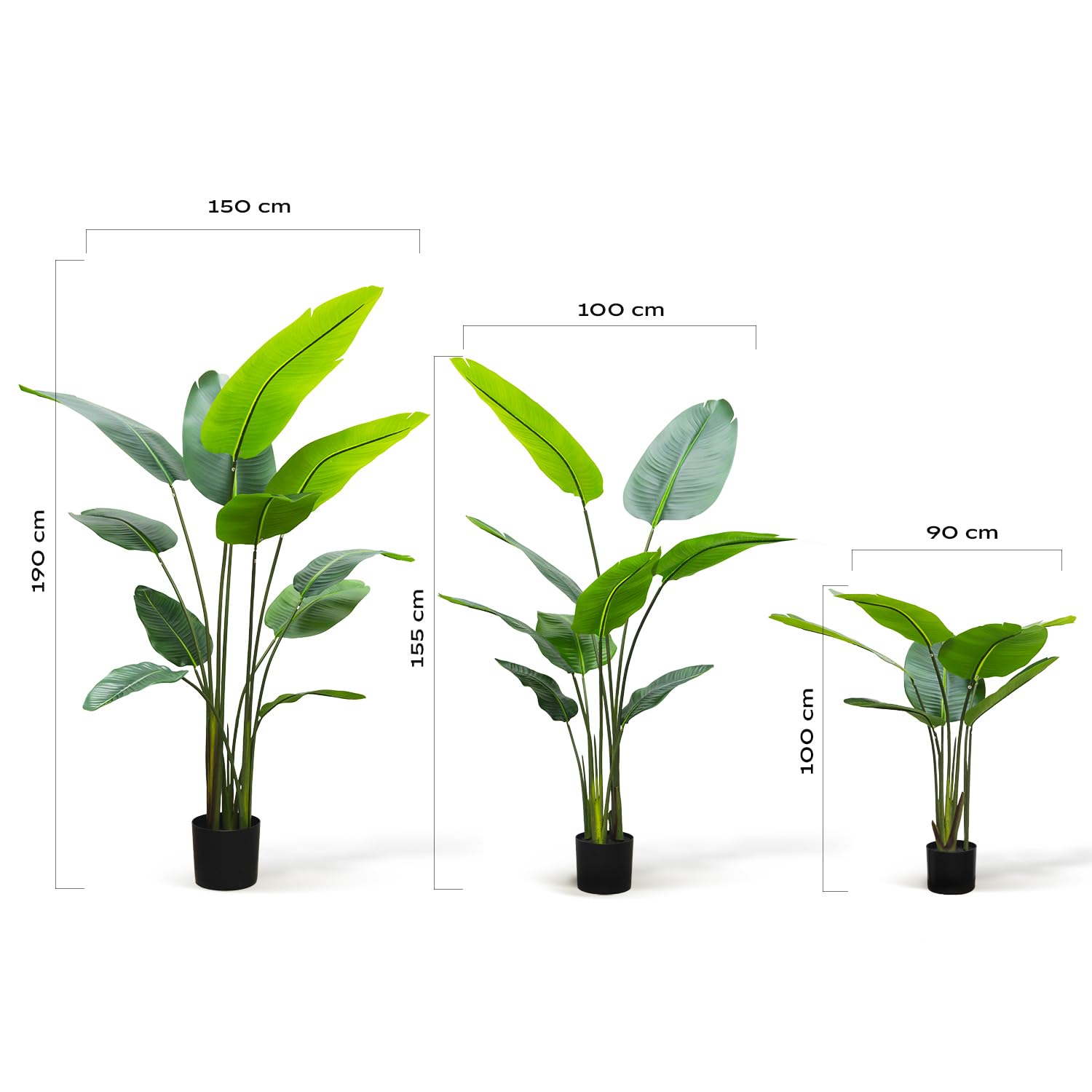 BLAINE Strelitzia 160cm Grande Plante Artificielle Réaliste pour Intérieur Extérieur