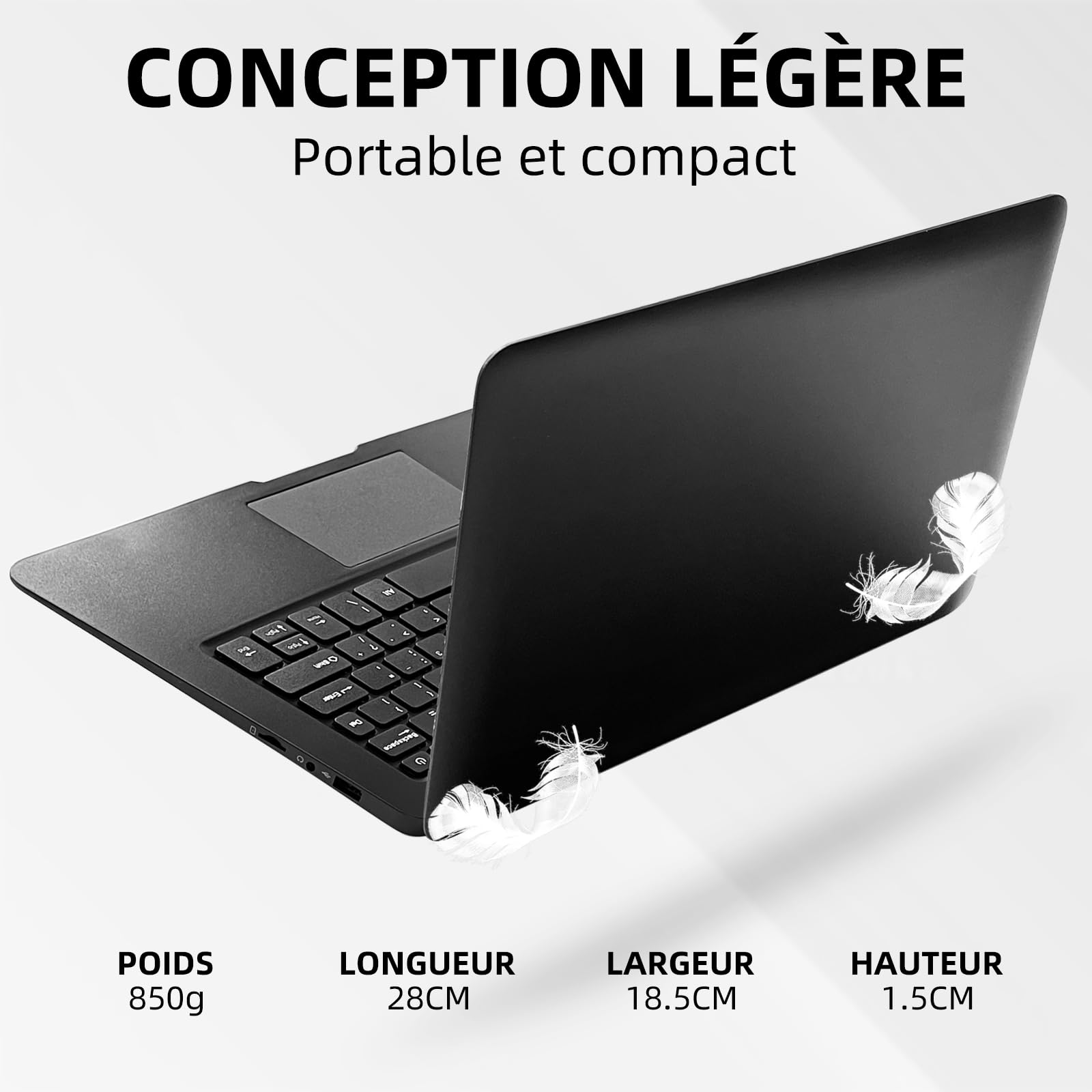 iSTYLE Mini Laptop 10,1 Pollici – Notebook Compatto con Display HD IPS, Processore Quad-Core, 2GB RAM, 64GB Memoria, Espandibile, QWERTY (Nero)