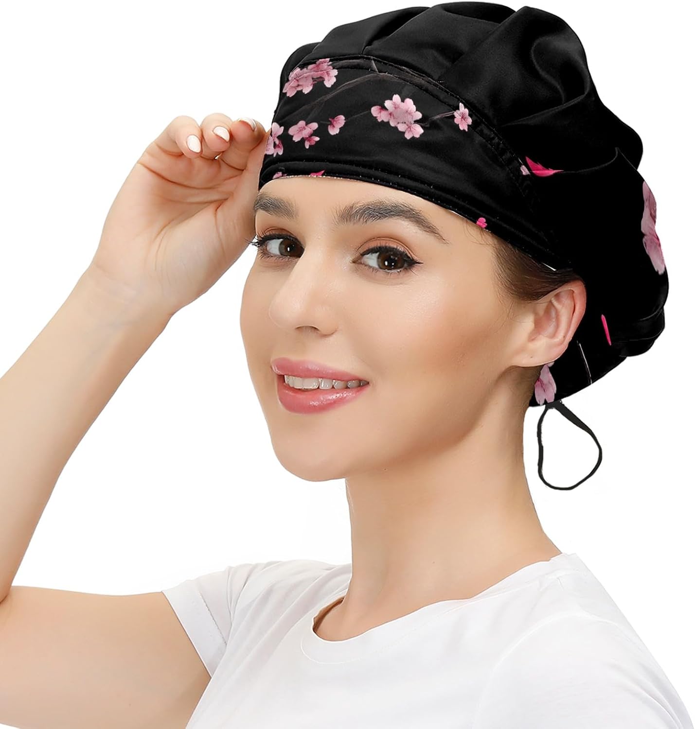 MUKJHOI Working Scrub Cap with Elastic Tie Back and Sweatband - Unisex Bouffant Hair Cover for Men, Women - Image 2
