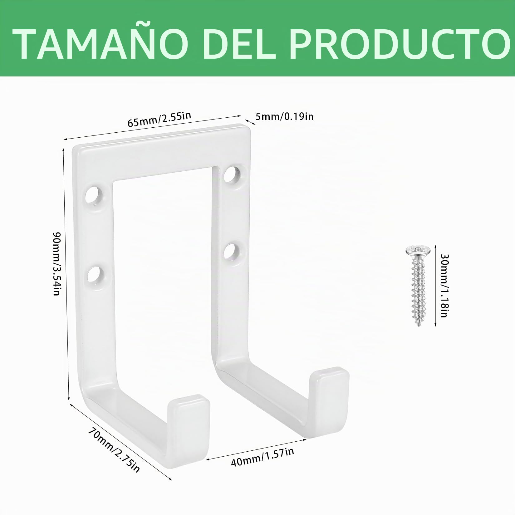 4 Pzs Ganchos Pesados para Garaje, Soporte Herramientas Doble, Colgador Bicicleta y Escaleras Blancos