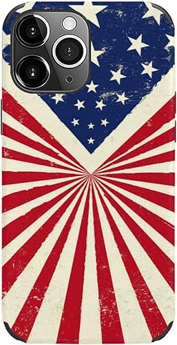 HMLTD Funda de silicona con patrón de bandera estadounidense vintage para iPhone 13, a prueba de golpes, de poliuretano termoplástico colorido