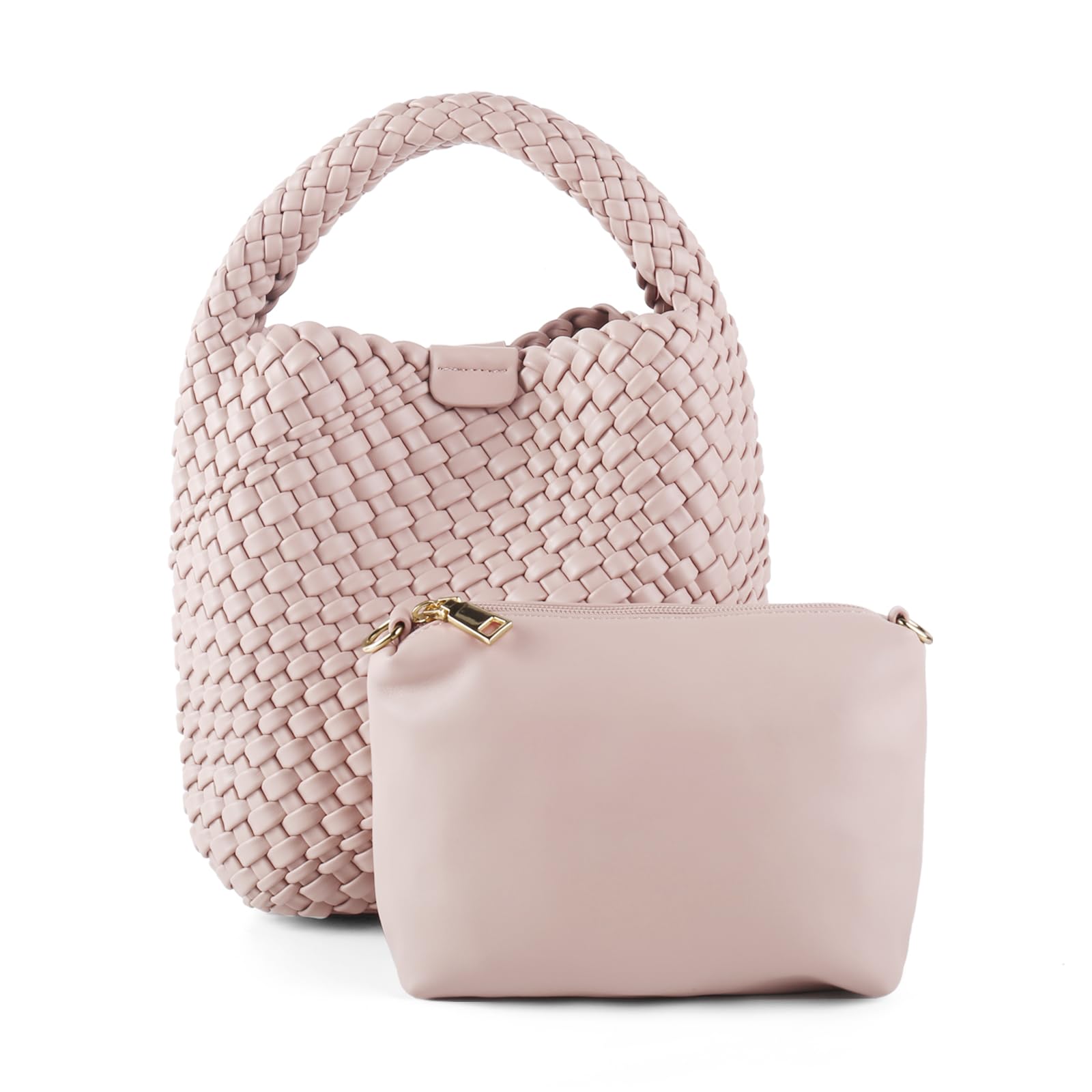 LIKEBAGWoven Tote Bag for Women Vegan Leather Medium Size Summer Beach Travel Handbag and Purse Retro Handmade Shoulder Bag