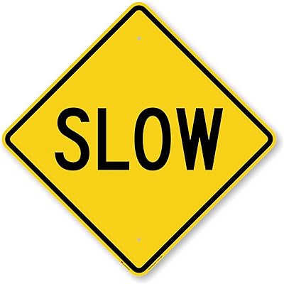 SmartSign 24 x 24 inch “Slow†Metal Sign, 80 mil Aluminum, 3M Laminated Engineer Grade Reflective Material, Black, Silver and Yellow