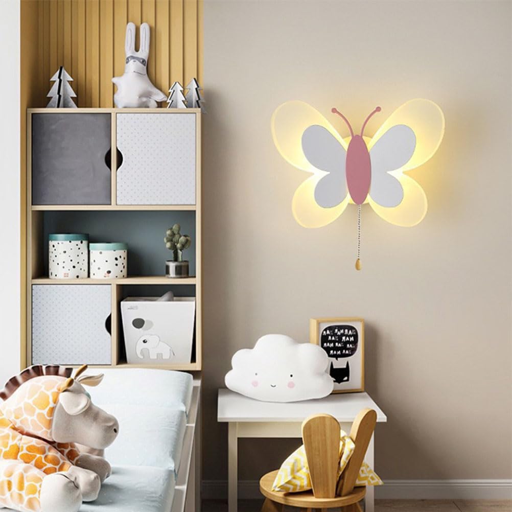 AoLa Kinkiet LED do Pokoju Dziecięcego Kreatywne Wnętrze Lampa Ścienna z Włącznikiem 17W Ściemnialna Akrylowa Lampa Motylkowa Dziecięca Lampka Nocna Dekoracyjna Lampka Nocna do Sypialni Korytarz