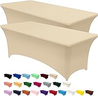 Vista 16 de Utopia Kitchen Mantel de spandex de 4 pies [1 unidad, blanco] 200 GSM elástico, ajustado, lavable y resistente a las arrugas, cubierta rectangular