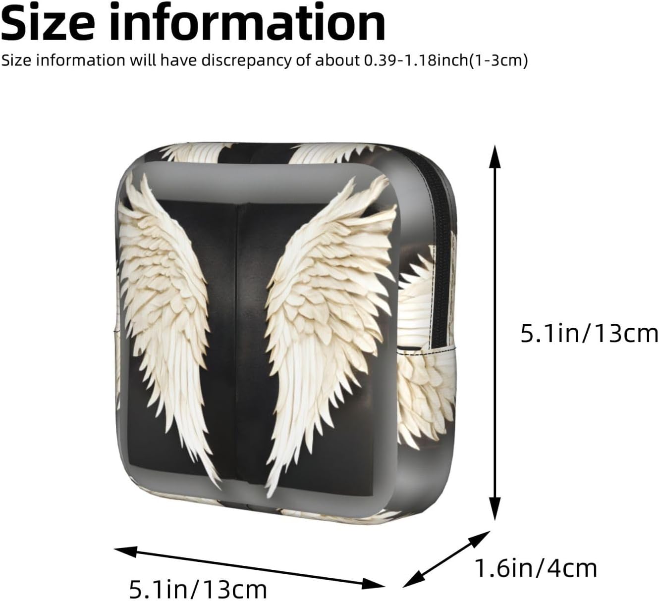 Angel Feathers Print Women Period Bag Sanitary Pouch Portable Pad Pouch Tampon Holder Small Zipper Pouch Storage Bag