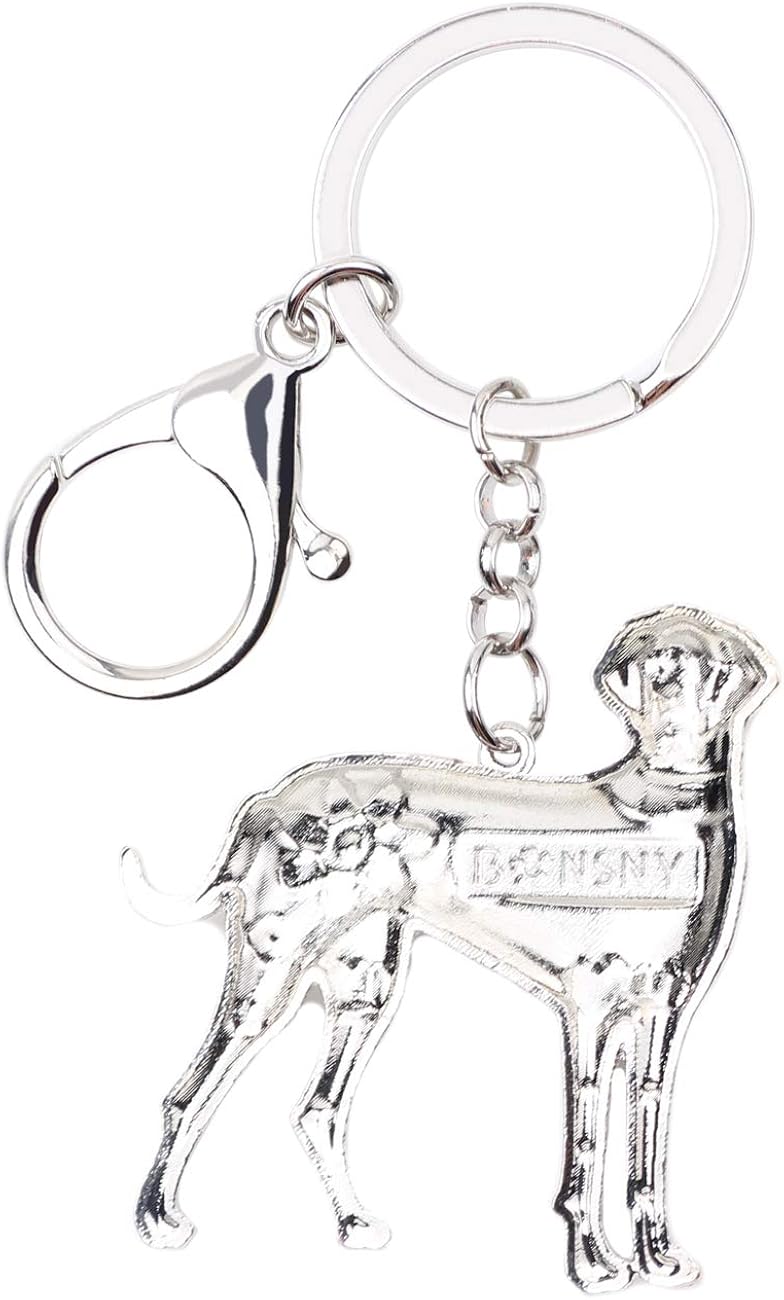 WEVENI Enamel Alloy Great Dane Dog Key Chain Ring Handbag Bag Charm Keychain Fashion Jewelry For Women Girls Gifts (Grey) - Image 5