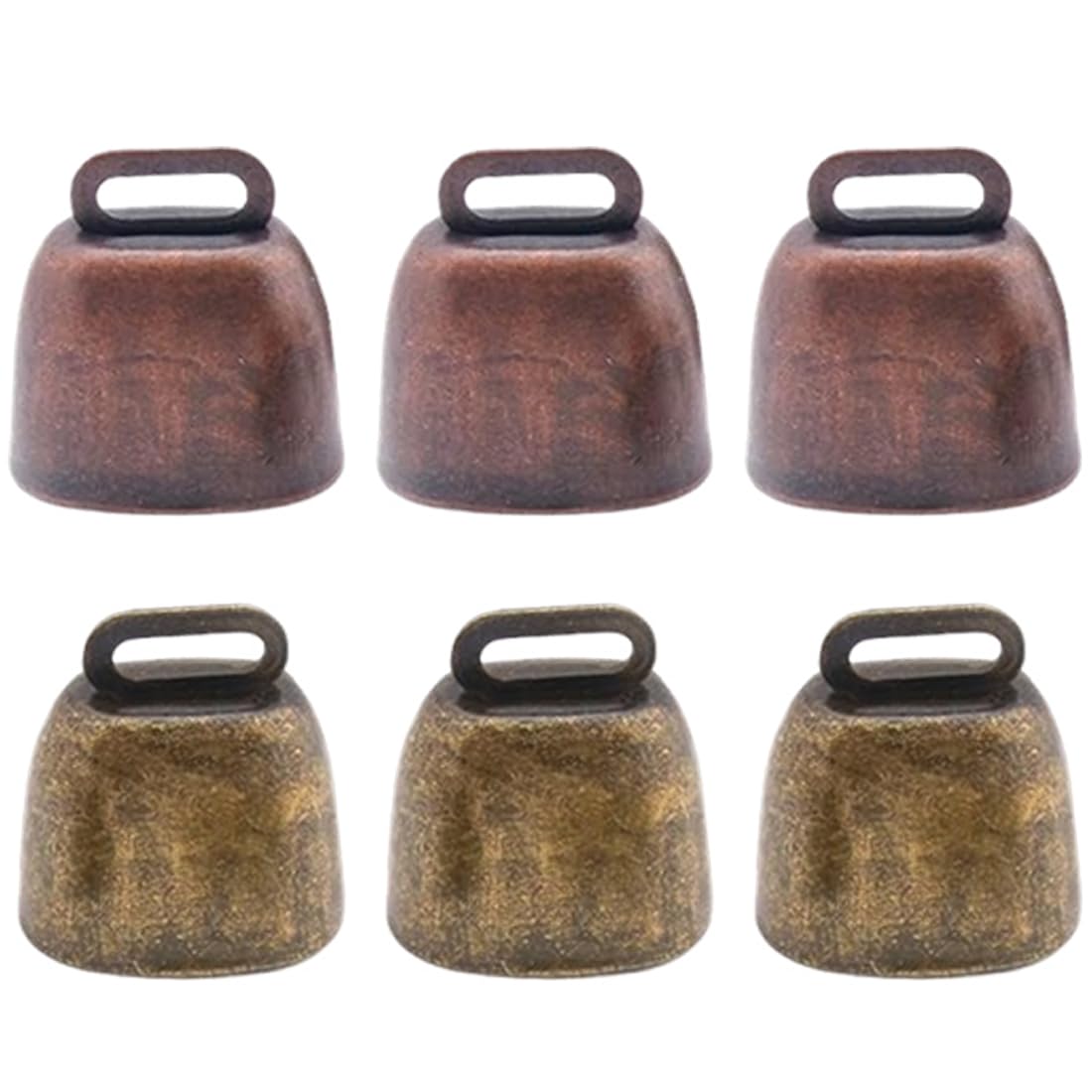 6 pezzi campane in Metallo per cani e gatti, campane anti-smarrimento, campane in ottone，campane per animali，Campanello per animali retrò(verde bronzo e rosso bronzo)
