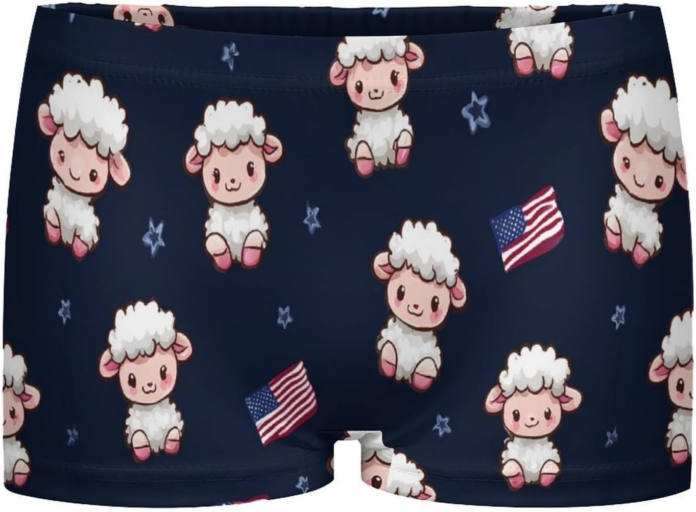 Cute Lamb U.S. Flag Funny Women's Boxer Briefs Breathable Underpants Trunks Stretch Underwear