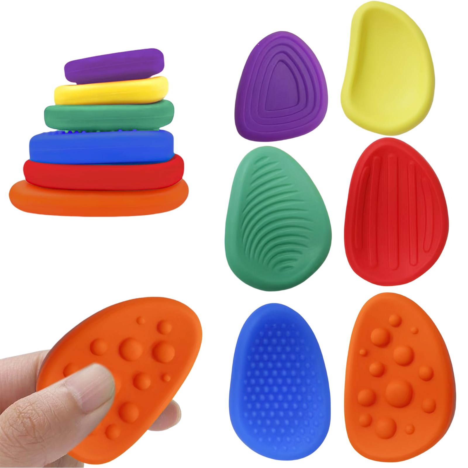 Fidget Toys Sensory Stones, 6 sztuk, zabawka sensoryczna z autyzmem, antystresowa, sensoryczna zabawka dla dzieci i dorosłych, 6 szt