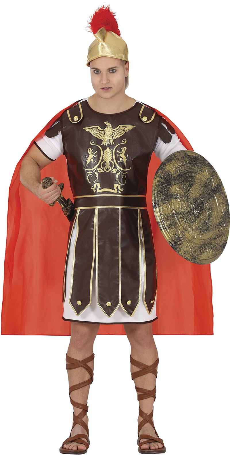 FIESTAS GUIRCA Disfraz de Gladiador Poderoso Hombre - Guerrero Romano Disfraz Hombre incl. Casco Romano Talla S 46-48