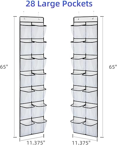 Miniatura 9 de KEEPJOY Organizador de zapatos para colgar sobre la puerta, organizador de zapatos colgante con 4 ganchos, soporte para zapatos de puerta con 14