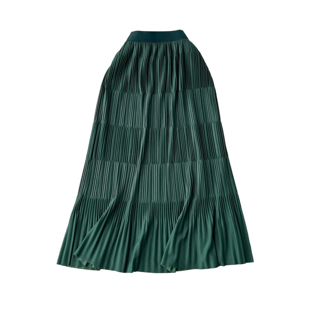 Womens High-Waisted Knit Midi Skirt Draped Hip-Wrap A-Line Skirt