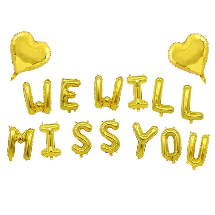 Buy AnnoDeel WE WILL MISS YOU Letter Balloons Banner, 16inch Gold We