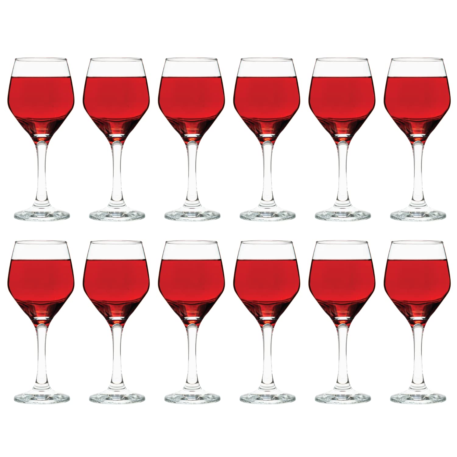 Vikko Small Wine Glasses, 8.75 Ounce Wine Glass, Set of 12 Stemmed Wine Glasses for Red and White Wine, Thick and Durable Wine Glasses, Clear Glasses for Wine